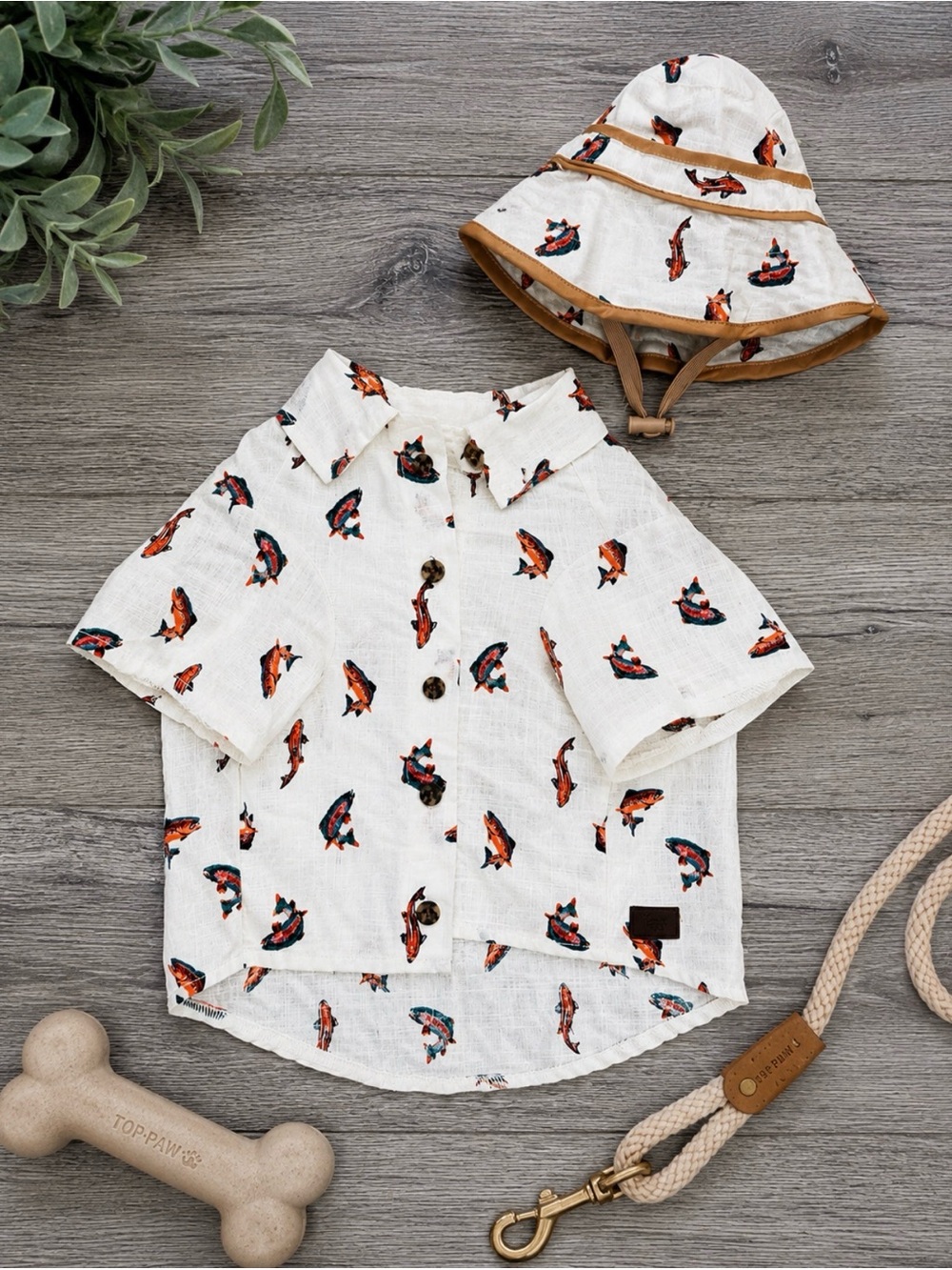 Dog Shirt & Matching Bucket Hat Set | NEW | Size: Medium | Boutique Dog Outfit